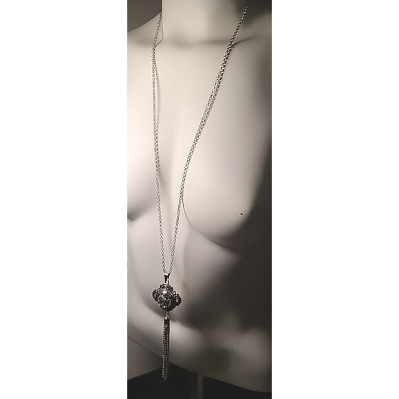 NWOT Silvertone Tassel Interchangeable Snap Tree Of Life 22" Necklace - Picture 7 of 7